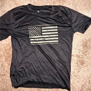 Black DRI FIT T-Shirt with American Flag Design